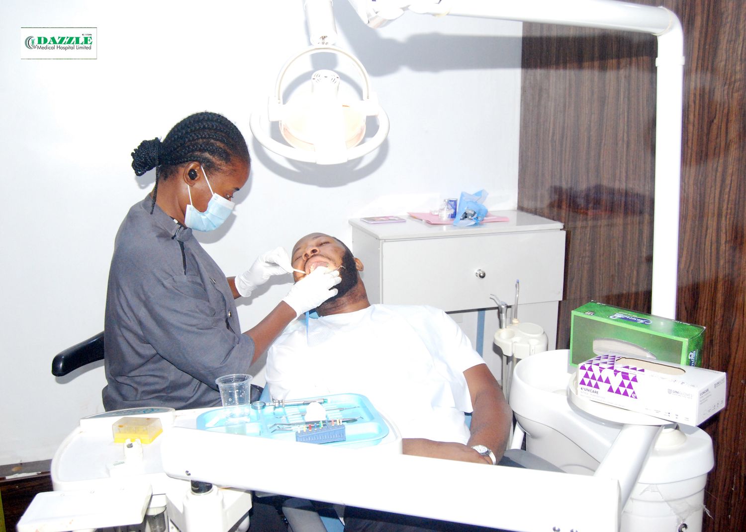 Reception and waiting area at Dazzle Dental, Wuse 2, Abuja